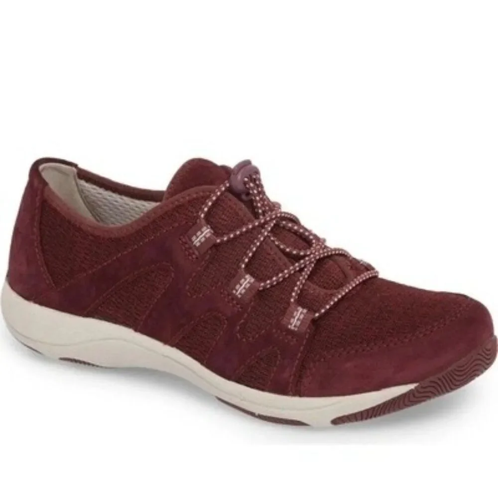 DANSKO Womens Holland Supportive Leather Burgundy Wine Suede Sneaker EU 36